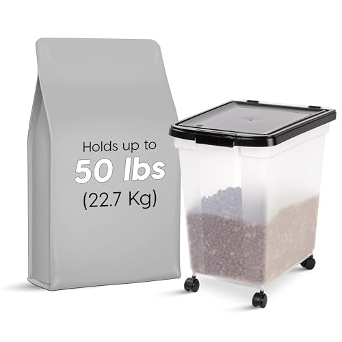 IRIS USA Dog Food Storage Container, Up to 50 lbs, Black, Made in USA - color: Black, size: 50 lbs