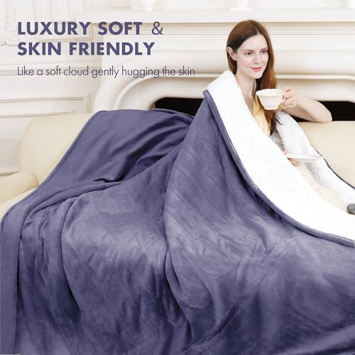 Heated Blanket Throw, Purple Electric Blanket, Gift for Women - color: 01 - Purple, size: Throw - 50" x 60"