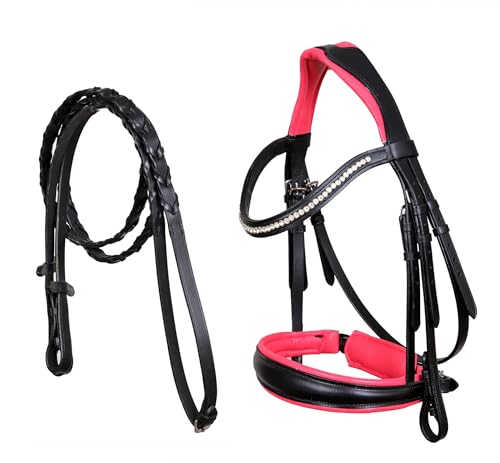 CHALLENGER Horse English All-Purpose Pleasure Padded Leather Bridle w/Reins 803HI02PK-F