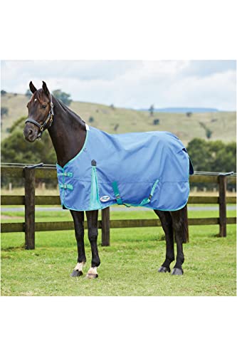 WeatherBeeta ComFiTec Classic Standard Neck Lite Horse Blanket, Delft Blue/Mint, 60" - color: Delft Blue/Mint, size: 60"