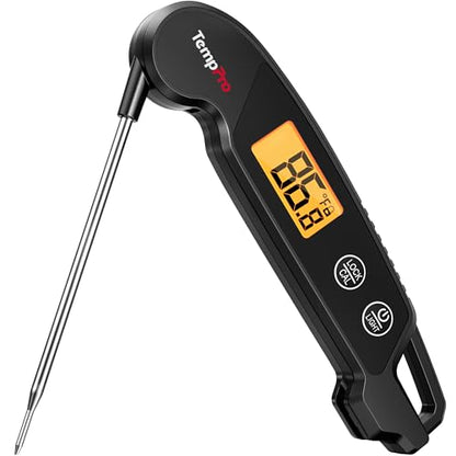 TempPro TempSwift 1 Sec Digital Meat Thermometer Instant Read Thermometer | Cooking Thermometer with Backlight Calibration, IPX6 Waterproof Kitchen Food Thermometer for Smoker Grill Candy Oven Baking