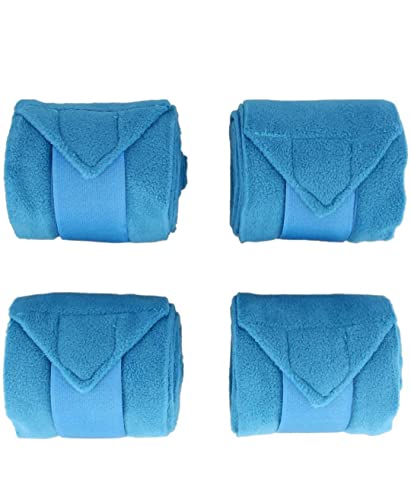 Teal Blue Horse Fleece Bandages/Polo Wraps/Stable Wraps Equestrian Leg Wraps Set of 4 TACK Equestrian Boots Protection