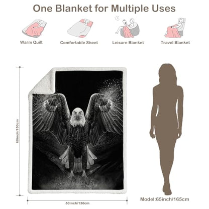 Sleepwish Bald Eagle Sherpa Blanket Powerful Animal Blanket Print Throw - color: Bald Eagle, size: Throw