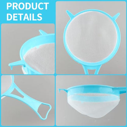 4Pcs Fine Mesh Strainer Set, Solid-Liquid Separator Gadget, Plastic Flour Colander with Non Slip Handles, Kitchen Tools for Yogurt Baking Tea Coffee Juice Pasta(4 Size)