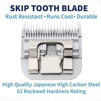 Detachable A Series 3 3/4 Skip Tooth Blades for Dog Grooming Cut Length 1/2" - 13mm -Skip Tooth Japanese Carbonized Steel Skip Tooth Clipper Blades Compatible A5 Series(3 3/4SK) - color: 3 3/4 (1/2" or 13mm) Skip Tooth