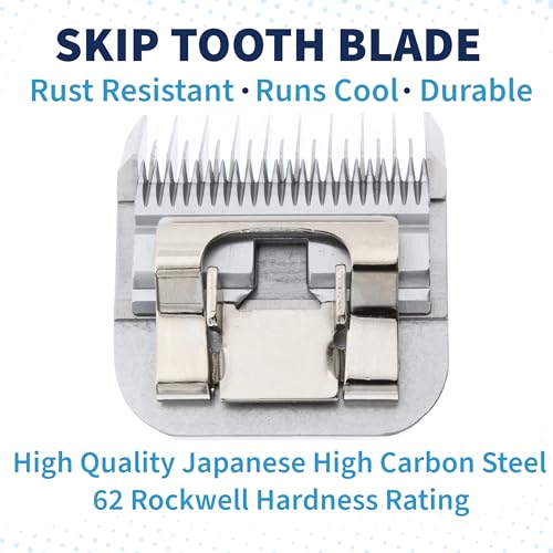 Detachable A Series 4 Blade Dog Grooming Skip Tooth Cuts Length 3 3/8" - 9.6mm Japanese High Carbon Steel Dog Grooming Blade Supplies | Detachable Blade Clippers (Compatible A5 Series(B4) - color: 4 (3/8" or 9.6mm) Skip Tooth