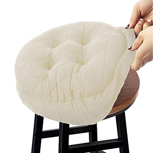BUYUE Round Bar Stool Seat Cushion, Dia.13 Luxury Fashion Jacquard with Anti-Skid Silicone Bar Stool Cushion Padded (Beige, M,1 Count) - color: Beige, style: Round M