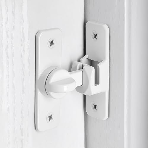 White Aluminum Alloy Gate Lock,90/180 Degree Barn Door Latch - color: White