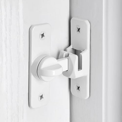 White Aluminum Alloy Gate Lock,90/180 Degree Barn Door Latch - color: White