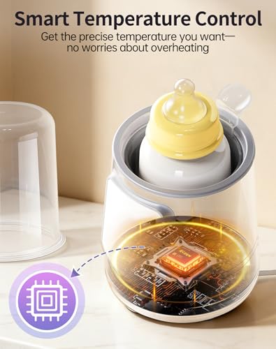12 in 1 Fast Baby Bottle Warmer Constant Temp Milk Warmer Fits All Bottles | Even Heating No Hot Spots, Night Mode, Sterili-zing for Breastmilk & Formula Gray - color: Fast-Grey