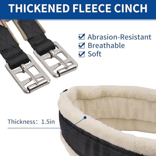 47" Western Saddle Cinch, Horse Girth, Thickened Elastic Webbing & Plush Design, English Girths for Horses, Zinc - Alloy Hardware for Durability, Prevents Loosening