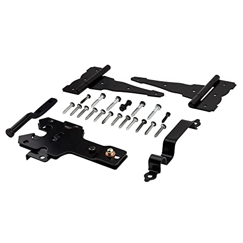 National Hardware N109-308 V8422 Deluxe Decorative T-Hinge Gate Kit Black Steel Finish Hinges with Latch Strike Pull for Wood Vinyl Metal Outdoor Fence Gates, 2 Count (Pack of 5) - size: Pack of 5