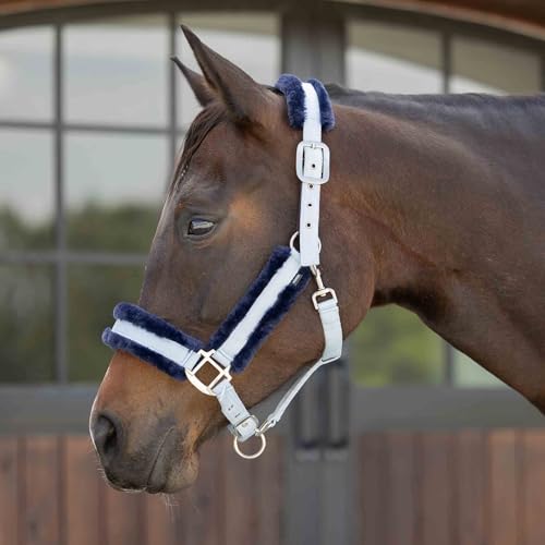 Equinavia Valkyrie Ultra Fleece Soft Padded Horse Halter Breakaway - color: Sweet Blue/Navy, size: Warmblood