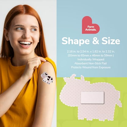 BioSwiss Bandages, Farm Animal Shaped Self Adhesive Bandage Set, Latex Free, Sterile Wound Care, 24 Count - size: 24-Count Box, style: Farm Animals