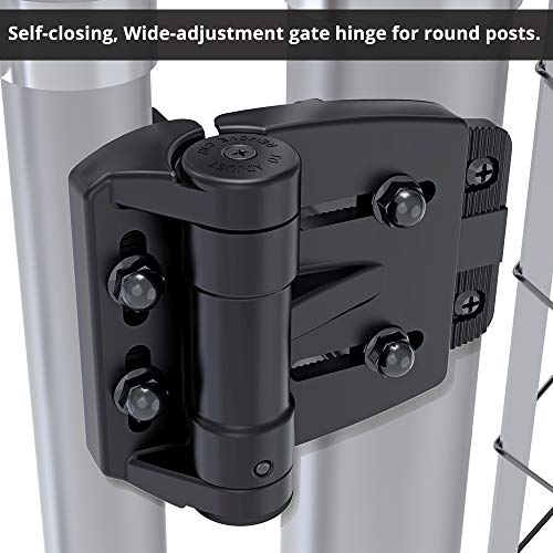 D&D TCAMA2RND TruClose Multi-Adjust Round Post Gate Hinge Black, 2 pcs | 3-way adjustable gate hinge, 2" gate gap, self-closes round post metal, wood, vinyl gates up to 55 lb, Black, with 2 hinges - color: Black, size: For Round Posts, Gate Gap up to 2 in