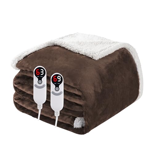Soypipo Electric Heated Blanket 84"x90", 9 Heat Settings 10-Hour Auto-Off - color: 10-dark Brown, size: Queen 84"x90"