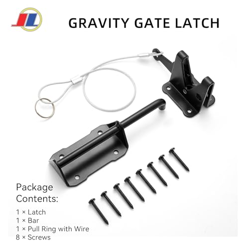 Gravity Gate Latch, Self-Locking Fence Latch, Black - size: Gravity