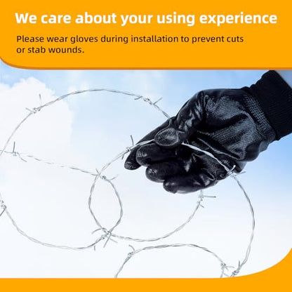AggFencer 60ft Barbed Wire, 2 Point 16Ga Hot-Dip Galvanized Barb Wire Roll | Suitable for Crafts Fences, Fence for Critter Deterrent - size: 2-points 60ft 16ga