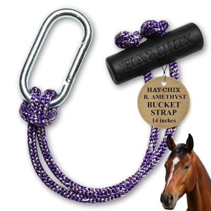 hay chix 14-Inch Horse Bucket Strap | Adjustable Stall Hanger, R. Amethyst - color: R. Amethyst
