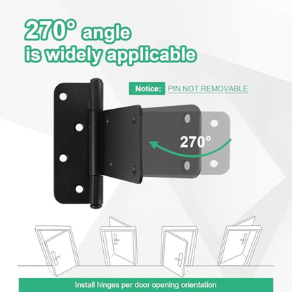 6 inch Gate Hinges,280 Lbs Capacity, 4 Pack Matte Black Heavy Duty Hinges - size: 6“-6 pcs-Matte Black