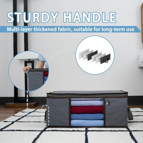 VENO 3 Pack Medium Clothes Storage Bag with Reinforced Handle 9.5 Gallon | Thick Container Bins Organizer for Blankets, Comforters, Bedding, Foldable w/ Sturdy Zipper, Clear Window, Grey(9.5 Gallon) - size: Medium, 9.5 Gallon, Set of 3