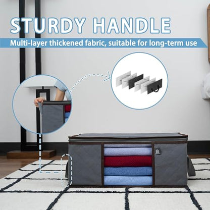 VENO 3 Pack Medium Clothes Storage Bag with Reinforced Handle 9.5 Gallon | Thick Container Bins Organizer for Blankets, Comforters, Bedding, Foldable w/ Sturdy Zipper, Clear Window, Grey(9.5 Gallon) - size: Medium, 9.5 Gallon, Set of 3