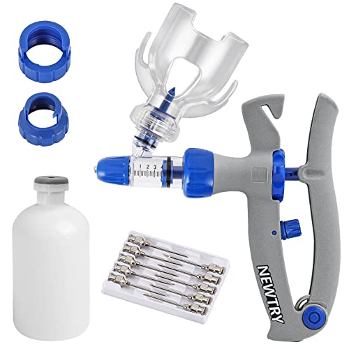 NEWTRY 5ml Livestock Syringe Adjustable Continuous Syringe with 10 Needles
