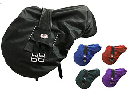 Majestic Ally Nylon Waterproof Fleece Lined Ride On English Saddle Cover-Multiple Color (Black) - color: Black