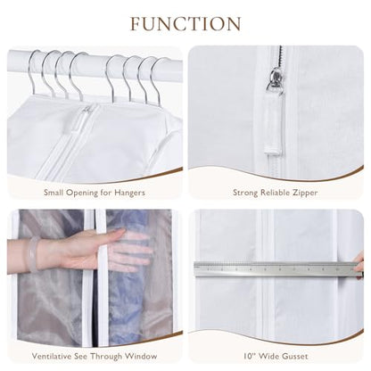 Univivi 40 Inch Cotton Garment Bags for Hanging Clothes 4 Pack, White - size: 40 Inch - 4 Pack