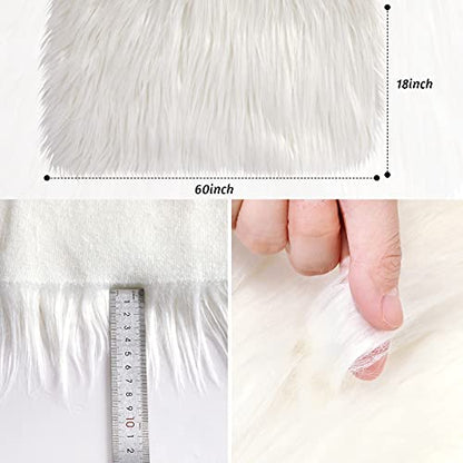 Tatuo 60 X 18 Inch White Fake Fur Fabric for Crafts Sewing DIY - color: White, size: 60 x 18 Inch