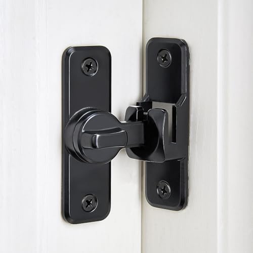 Black 90/180 Degree Flip Latch,Zinc Alloy Barn Door Latch - color: Black
