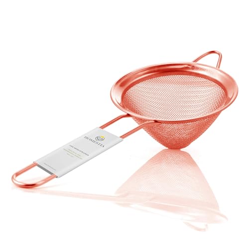 Homestia 304 Stainless Steel Fine Mesh Strainer, Sieve Sifter For Tea, Rose | 3.3'' Kitchen Small Strainer Fine Mesh, Cone Cocktail Strainer, Bar Strainer for Food, Rice, Fruits, Juicing, Drinks, Coffee - color: Rose Gold, size: 1PC