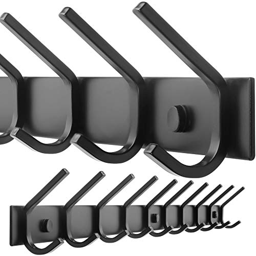 WEBI Coat Rack Wall Mounted,10 Hooks for Hanging Coats,30 Inch Hook Rack Hook Rail Coat Hanger Wall Mount for Backpack,Clothes,Jacket,Black - size: 10 Hooks