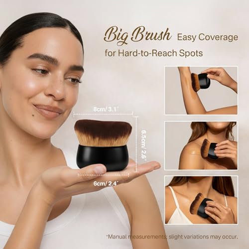 Streak-Free Kabuki Self Tanner Brush, Large Body Makeup Brush,Soft Dense Body Brus h for Self Tanner, Vegan Tanning Brush for Self Tan, Even Coverage, Ideal for Mousse, Lotion & Bronzing Foam, Black - color: Black