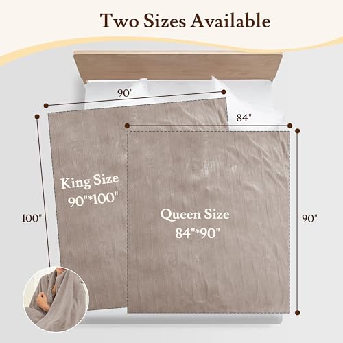Electric Heated Blanket 90"×100" King Size, Smooth & Fuzzy Cozy for Bed, Couch, Office, 4 Heating Levels & 10H Auto-Off, Dual Controller, Overheat Protection, Parents's Gifts - Light Brown - color: 07-brown, size: King Size (90"x100")