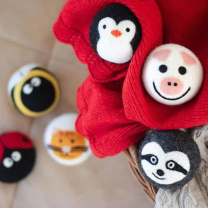 Friendsheep Wool Dryer Balls (6 Pack XL - Critter Camp) | Reusable fabric softener alternative Organic wool, handmade, fair trade, hypoallergenic, eco-friendly, plastic-free - color: Critter Camp, size: 1 Count (Pack of 6)