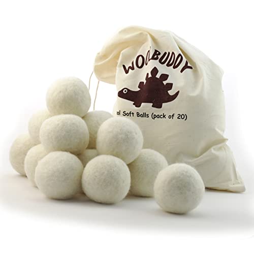 Woolbuddy Wool Felt Balls 12 PCS for Needle Felting 3 Size (3, 2.7, 2 Inch) | 100% Pure Wool Felt Balls 20PCS / 12PCS for Needle Felting & Christmas Holiday Ornaments, Core Wool Balls with Drawstring Bag