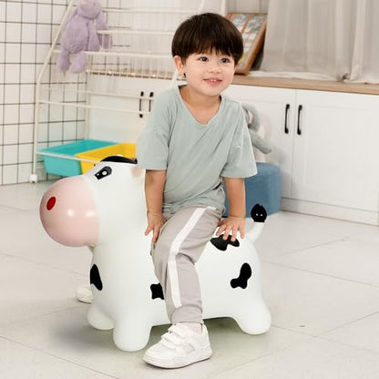 INPANY Bouncy Horse, Cow Hopper for Toddlers, Kid Gifts Toy, Pump Included | Eco-Friendly PVC, Low Center Gravity, Cute Cartoon Design, Load 100 Lbs, Learn & Exercise & Active Fun, Gifts for 1-3 Kids - color: Black and White