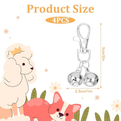 TIESOME 4 Pcs Dog Collar Bell, Mini Dog Collar Bell for Small Dogs & Cats, Lightweight Rust‑Resistant Metal Pendant, Perfect for Training, Safety and Identification, Silver