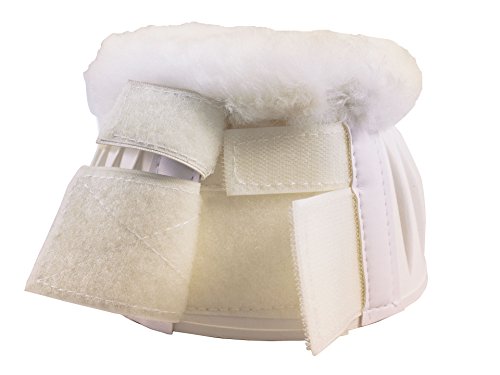 Derby Orginals Double Lock Horse Bell Boots with Sheepskin Trim White