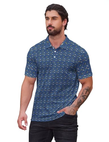Funny Golf Shirts for Men, Quick Dry Moisture Wicking Polo Shirts - color: Fishing, size: Medium