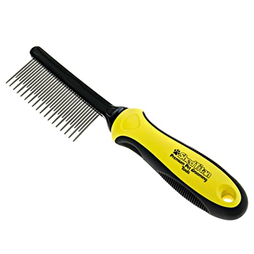 Metal Dog Comb for Matted Hair & Detangler Combs Set - Remove Tangles & Matted Fur - Easy Safe Cat & Dog Combs for Grooming Doodles
