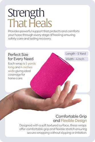 Equinavia 20 Pack Self Adhesive Bandage Wrap, 4 Inch Vet Wrap for Horses - color: Neon Pink