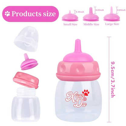 Pet Feeding Bottle,3 Pack 60ml Nursing Bottle, 3 Sizes Nipples with Ventilation Valve Resistant Tearing Perfect for Puppies, Kittens, Small Wildlife (Pink) - color: pink