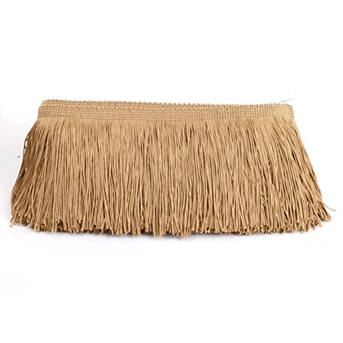 Chainette Fringe Trim 5 Yard x 4 Inches Fabric Tassel Trims - color: Coffee, size: 4"-5Yards/R