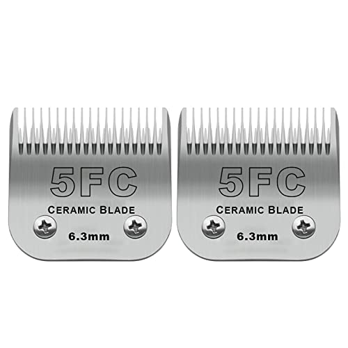 5FC Detachable Dog Blades Compatible with Andis/Oster A5 Grooming - color: Silver, size: 5FC 6.3mm (2 Pack)
