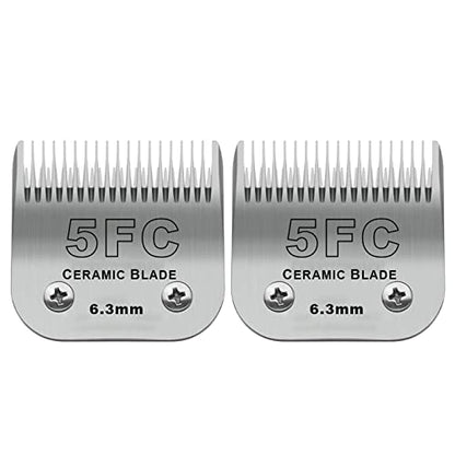 5FC Detachable Dog Blades Compatible with Andis/Oster A5 Grooming - color: Silver, size: 5FC 6.3mm (2 Pack)