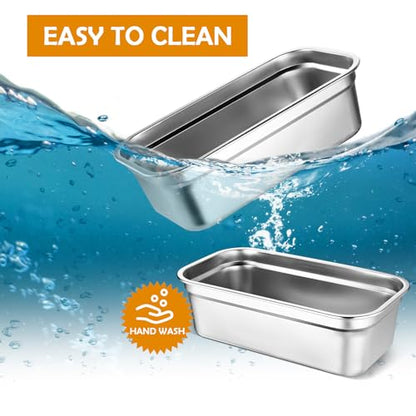 8 Pcs 304 Stainless Steel Food Storage Containers with Lids 1/3 Size Hotel Pan Chicken Food Grade Pans Metal Meal Containers for Restaurant Stackable Kitchen Freezer Buffet(4 Inch Deep) - size: 4 Inch Deep