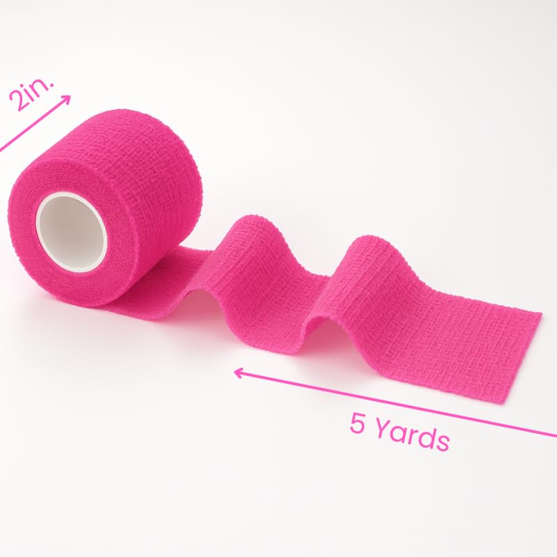 2" Cohesive Flexible Bandage Wrap – Florescent Pink - Pack of 8 - color: Florescent Pink