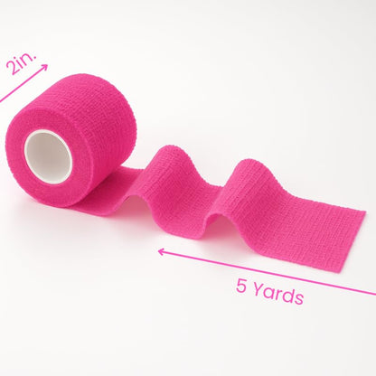 2" Cohesive Flexible Bandage Wrap – Florescent Pink - Pack of 8 - color: Florescent Pink